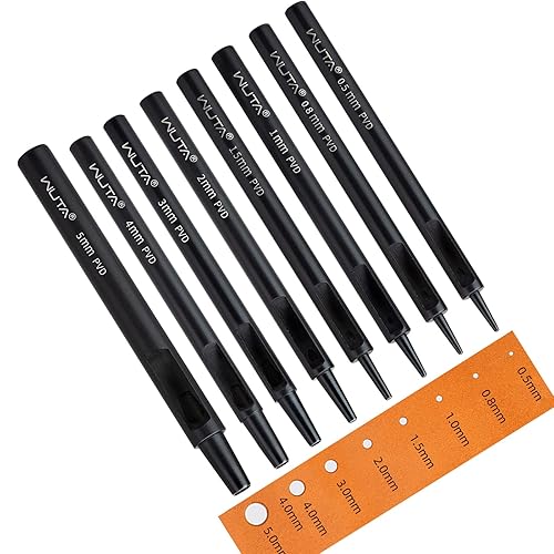 Miniatura 8 de WUTA Punzones de cuero, perforadores de agujeros redondos, herramienta de perforación hueca de titanio, trabajo para correa de reloj, tela, plástico