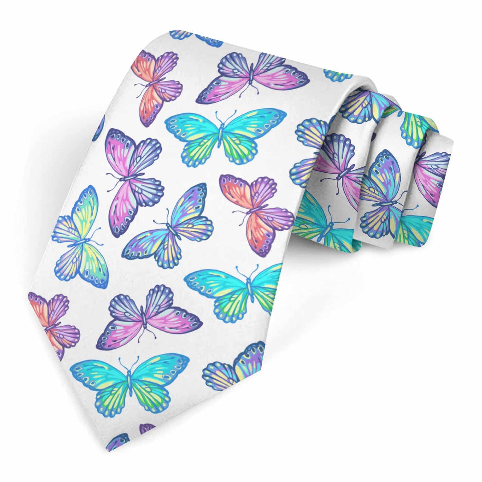 Muntayson Colorful Butterfly Men's Ties Men Novelty Neckties Fashion Neck Tie for Women
