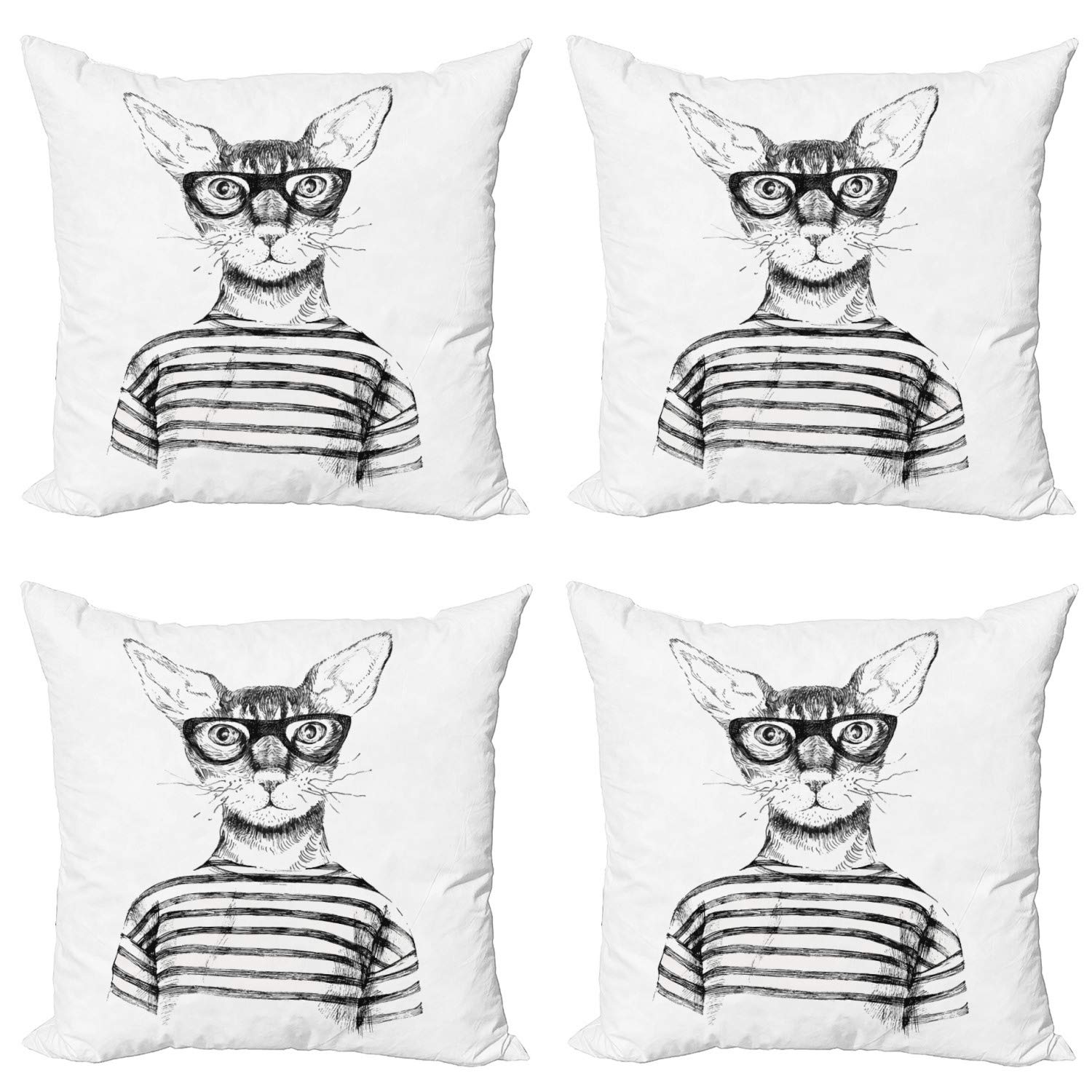 ABAKUHAUS Retro Federe Cuscini Set di 4, Stile Rustico Porta