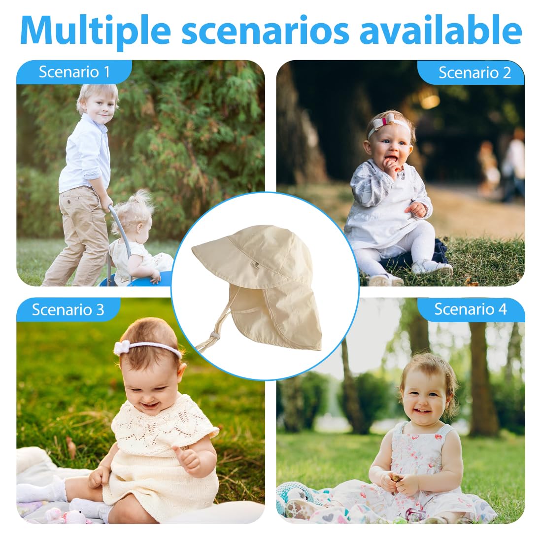 Unisex Bambino Secchio Regolabile Protezione Del Sole Cappello,Cappellino Neonata Estivo,Cappello Sole Neonato,Cappello Mare Neonato,Berretto Pescatore Neonato(Beige)
