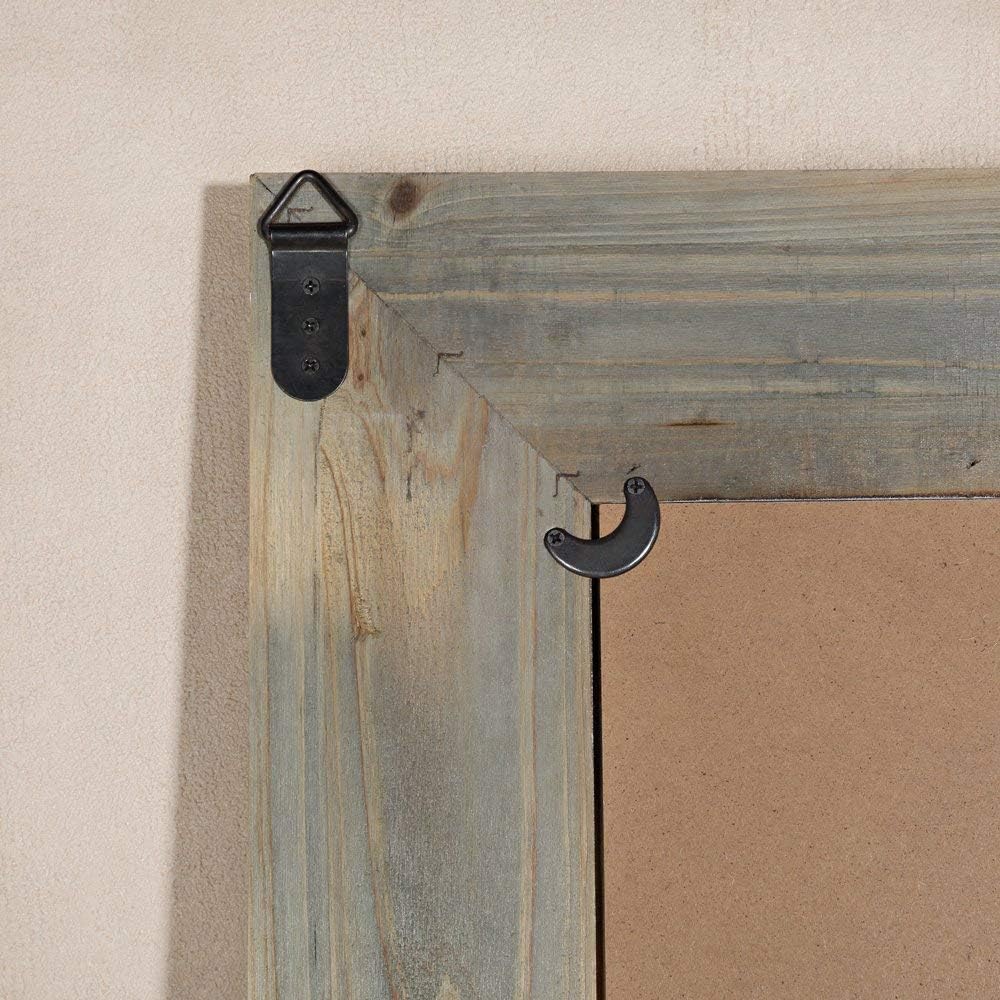 Melko Miroir mural, avec volets, 64 x 54 cm, fenêtre miroir shabby chic, avec étagère, portes de fenêtre, utilisable comme cadre photo, 13 x 13 cm