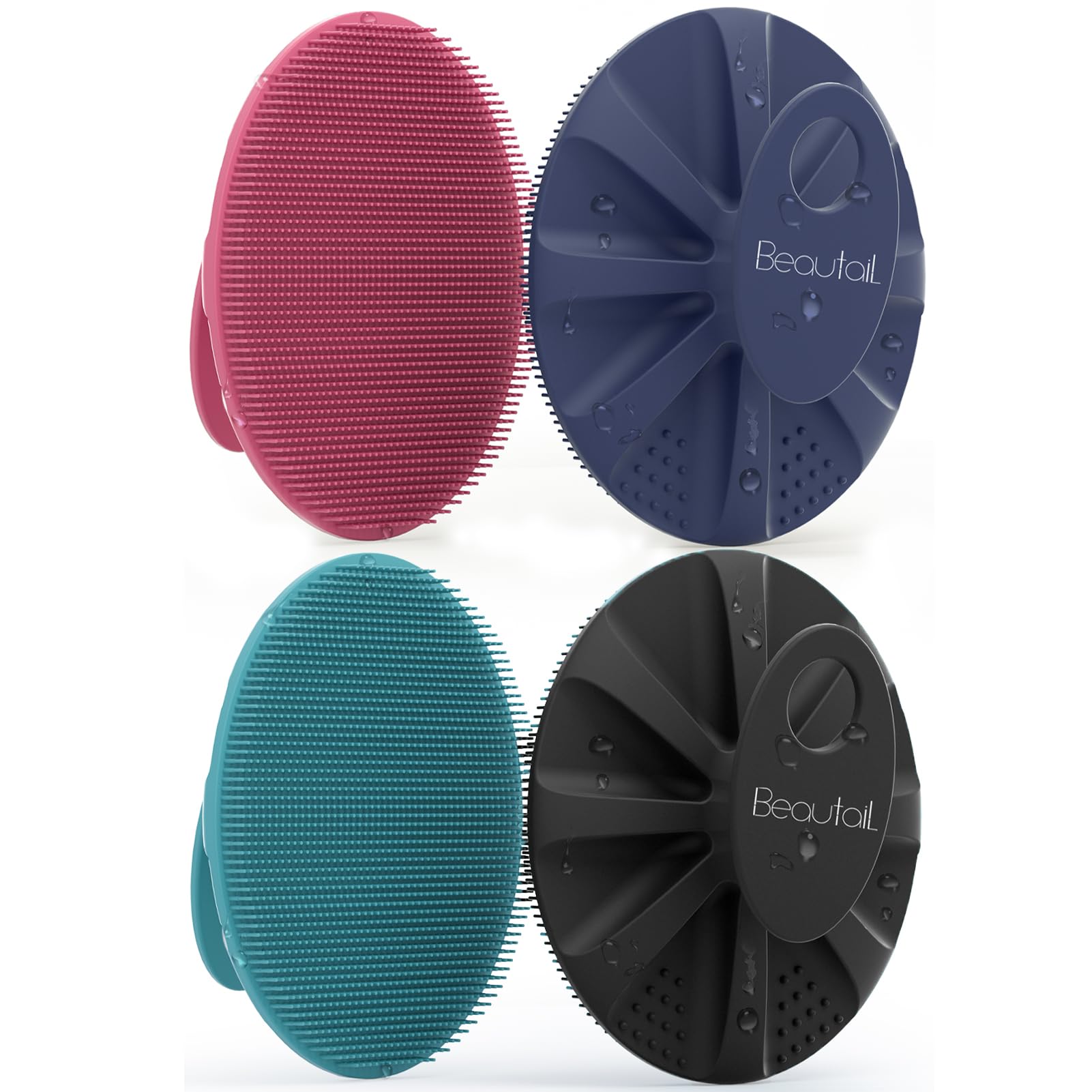 Silicone Body Scrubber 4 Pack, BEAUTAIL Shower Bath Wash Brush