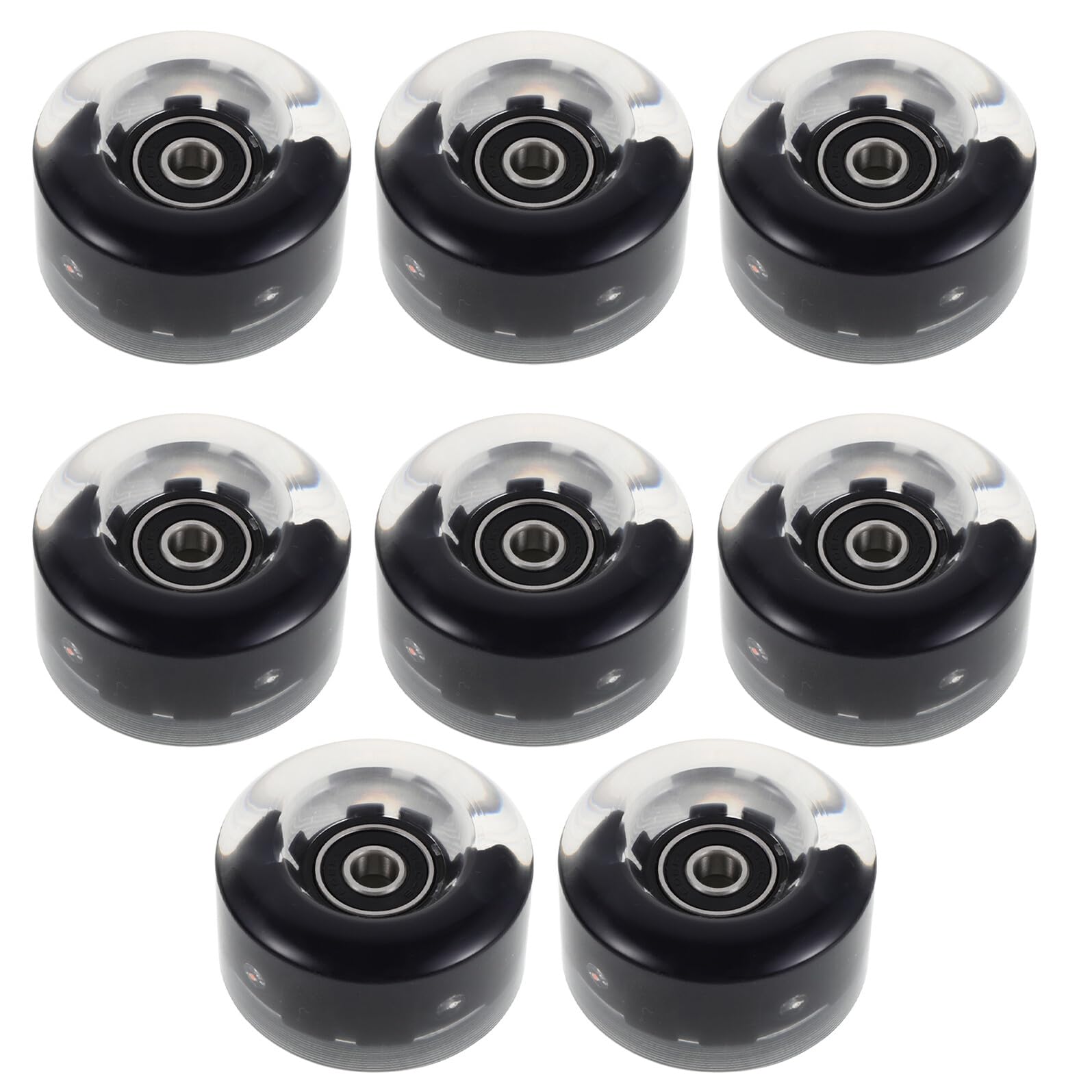 Ruedas de Patines Quad LED Rodamientos y Llave, 8 Piezas de Goma Negra