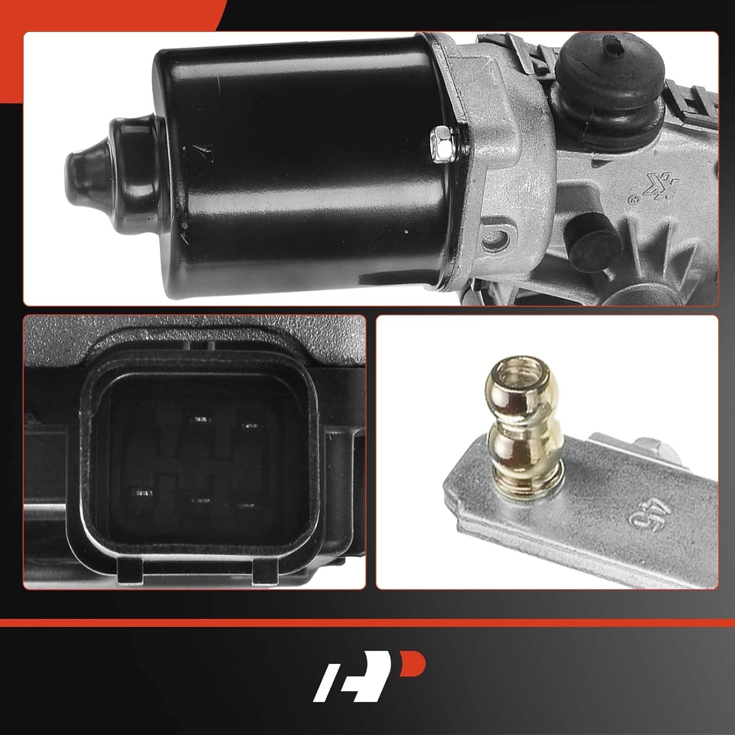 A-Premium Front Windshield Wiper Motor Compatible with Dodge Attitude 2006-2011 & Hyundai Genesis Coupe 2011-2016, Accent 2006-2011, Santa Fe 2007-2009 & Kia Rio, Rio5, Magentis, Optima, 5-Pin