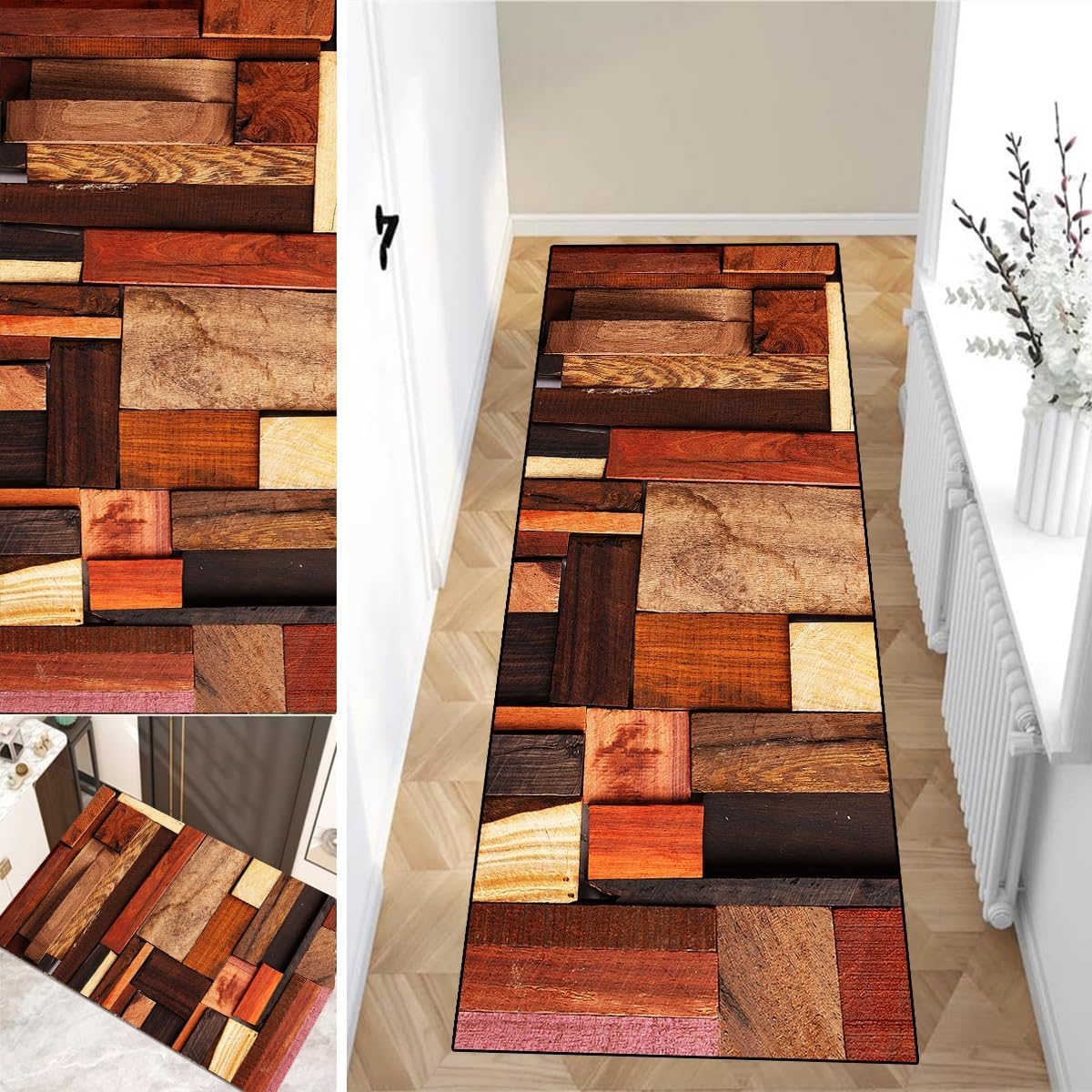 Hallway Runner Rug Non Slip Area Rug 1'8"x2'7" Runner for Living Room Washable Vintage Kitchen Runner Carpet Runner for Entrance Bedroom Doorway Indoor Office