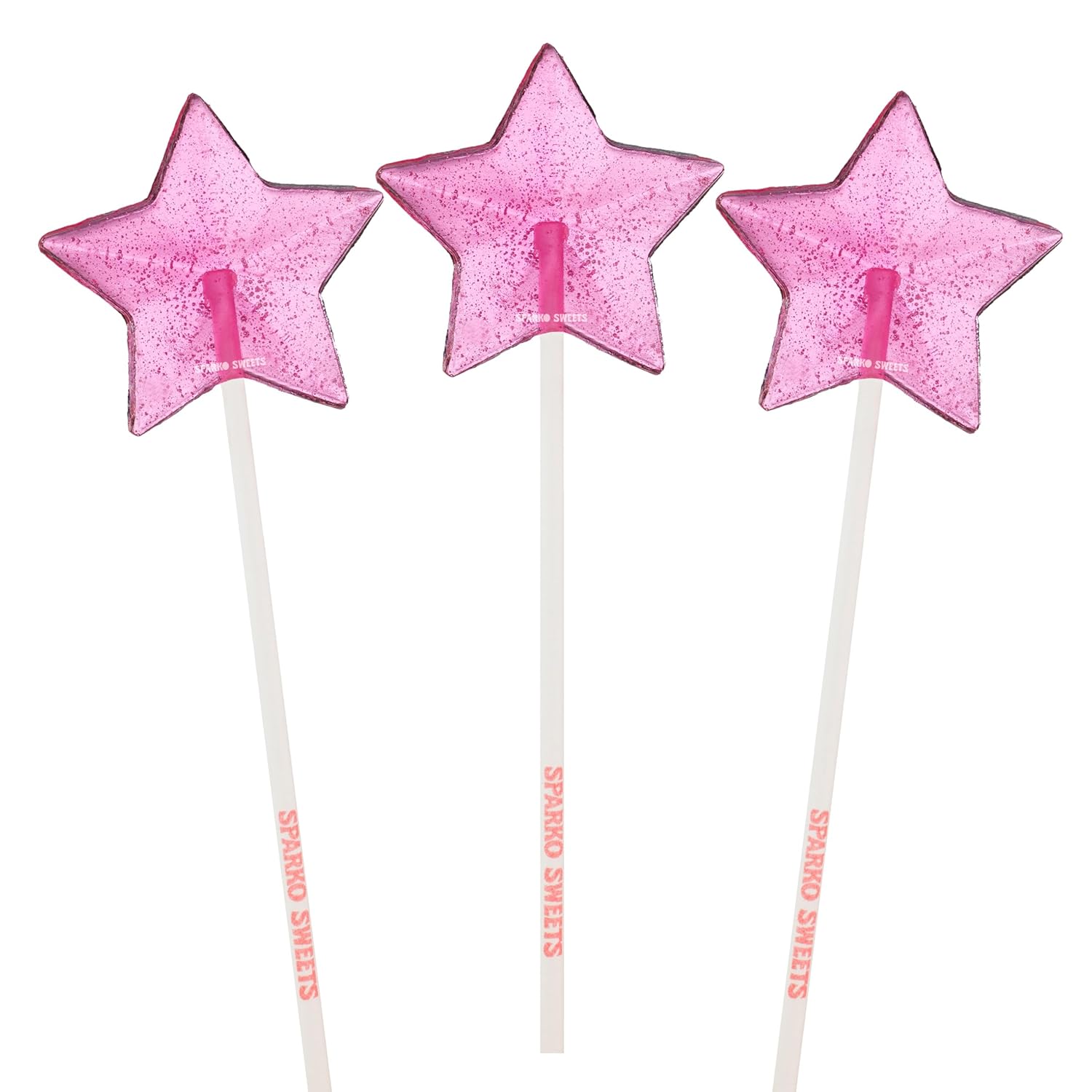 Pink Star Lollipops, Watermelon Flavor, 2" Lollipop, 24 Lollipops, Handcrafted in USA, 1.5 Pound, Sparko Sweets