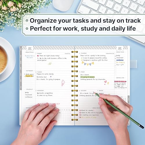 Miniatura 2 de Agenda semanal y mensual 2024 con espiral para mujer, enero de 2024 a diciembre de 2024, agenda anual 2024, agenda diaria con pestañas mensuales,