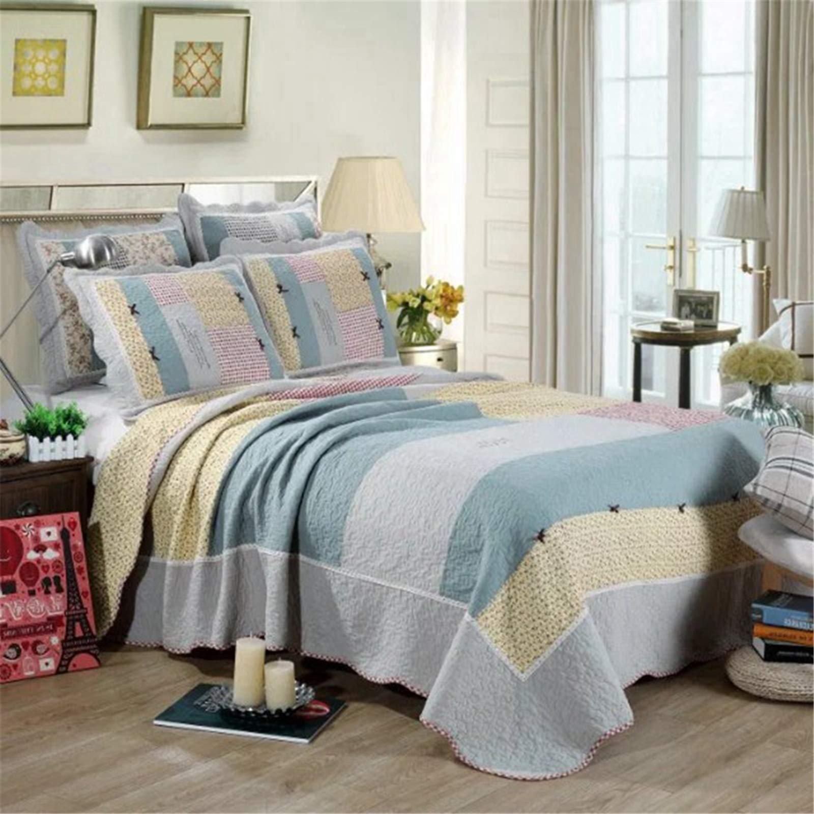 Parure de lit d'hiver 3 pièces en coton de qualité supérieure au fini matelassé chic