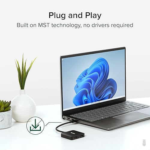 Miniatura 7 de Plugable Adaptador USB C a HDMI para monitores duales, 4K 60Hz USB C Hub para Windows y Chromebook, sin controlador