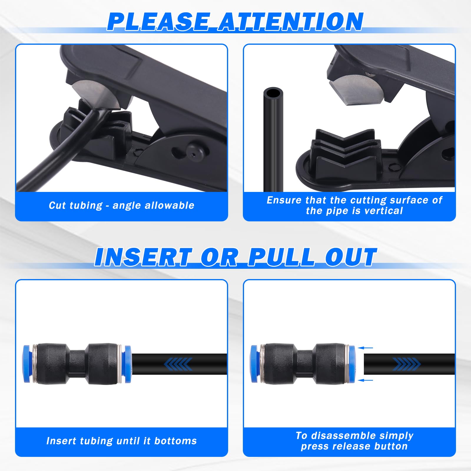 Kit de tubos de línea de aire, accesorios de conexión rápida de línea de aire de 1/4 pulgadas de diámetro exterior x 32.8 pies y 3/8 pulgadas de diámetro exterior x 32.8 pies (10 m) y 3/8