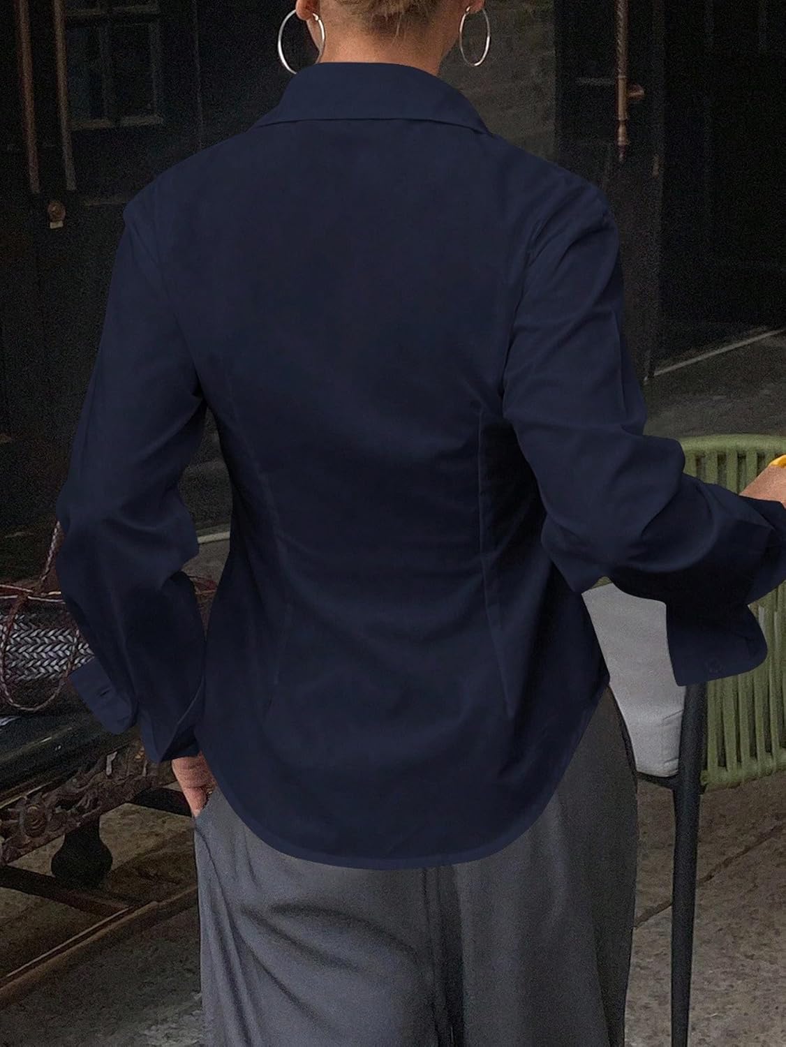 SweatyRocks Women's Button Down Shirts Long Sleeve Collared Work Business Blouse Tops - Image 3