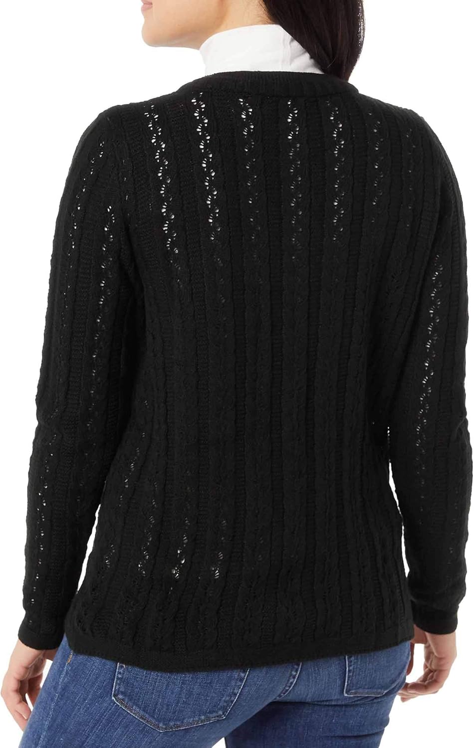 AmeriMark Women's Cable Stitch Cardigan Sweater Lightweight Long Sleeve Knit