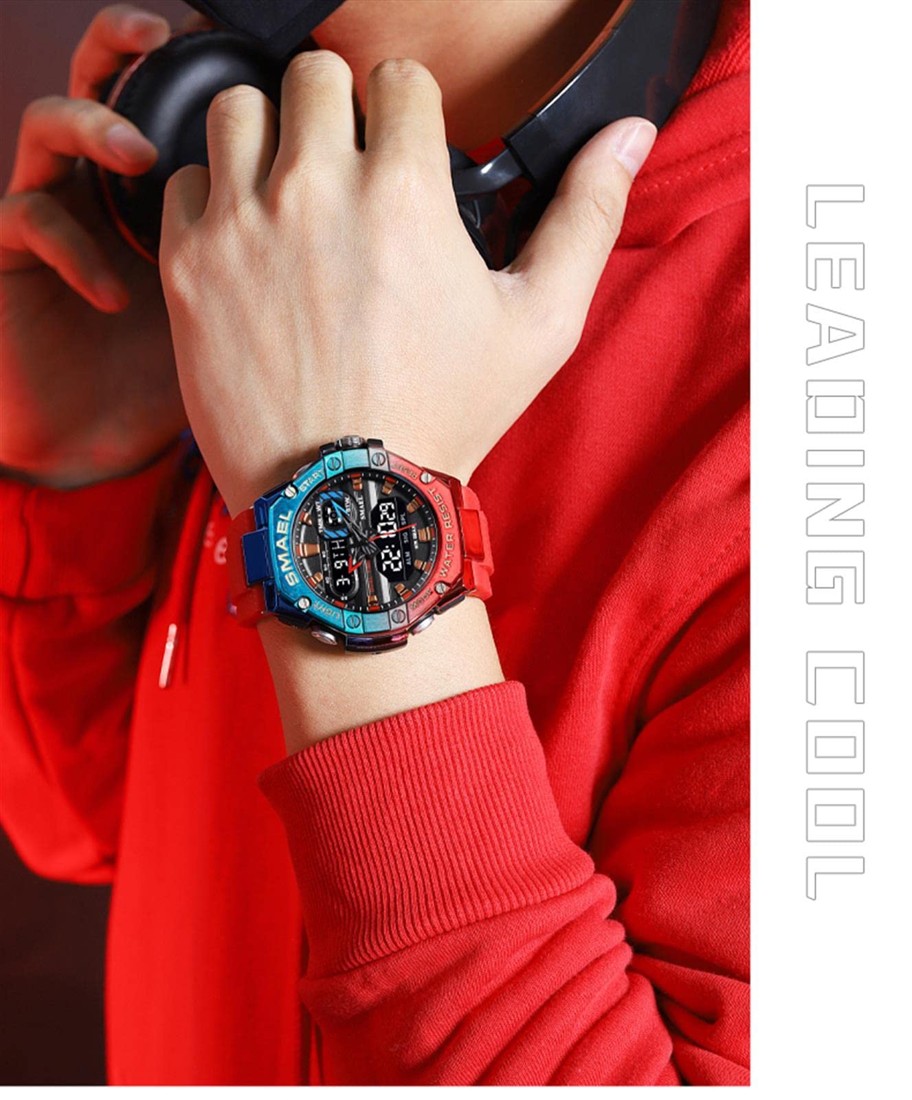 Montre Sport Homme Digitale Etanche 5 Bar avec Chronographe Alarme LED Eclairage Date-Montres avec Bracelet en Silicone