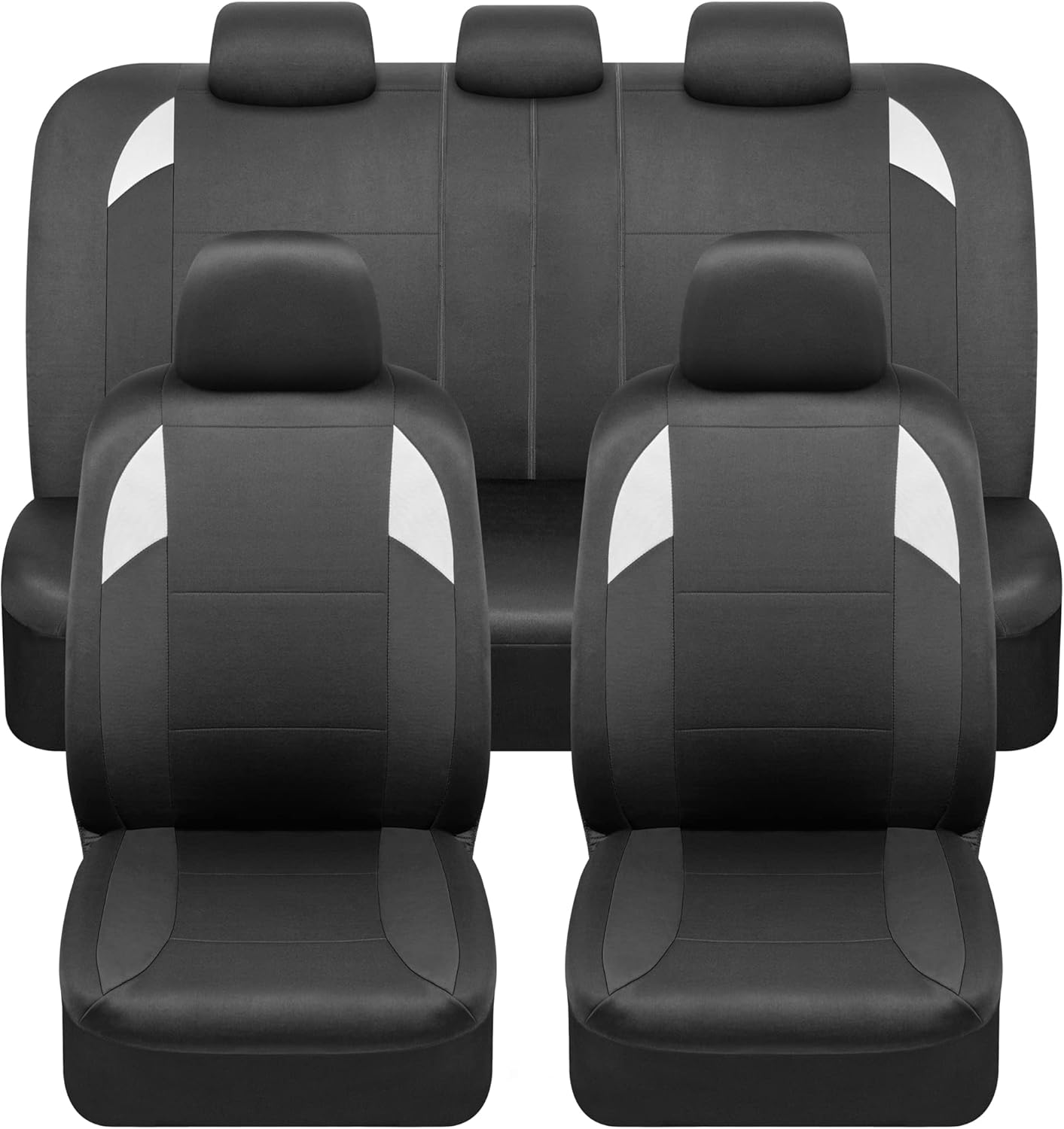 BDK carXS Monaco Seat Covers for Cars Full Set, Black Tri