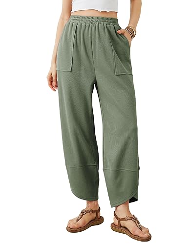 Xiaoxuemeng Womens Baggy Wide Leg Pants Casual Elastic Waisted Palazzo