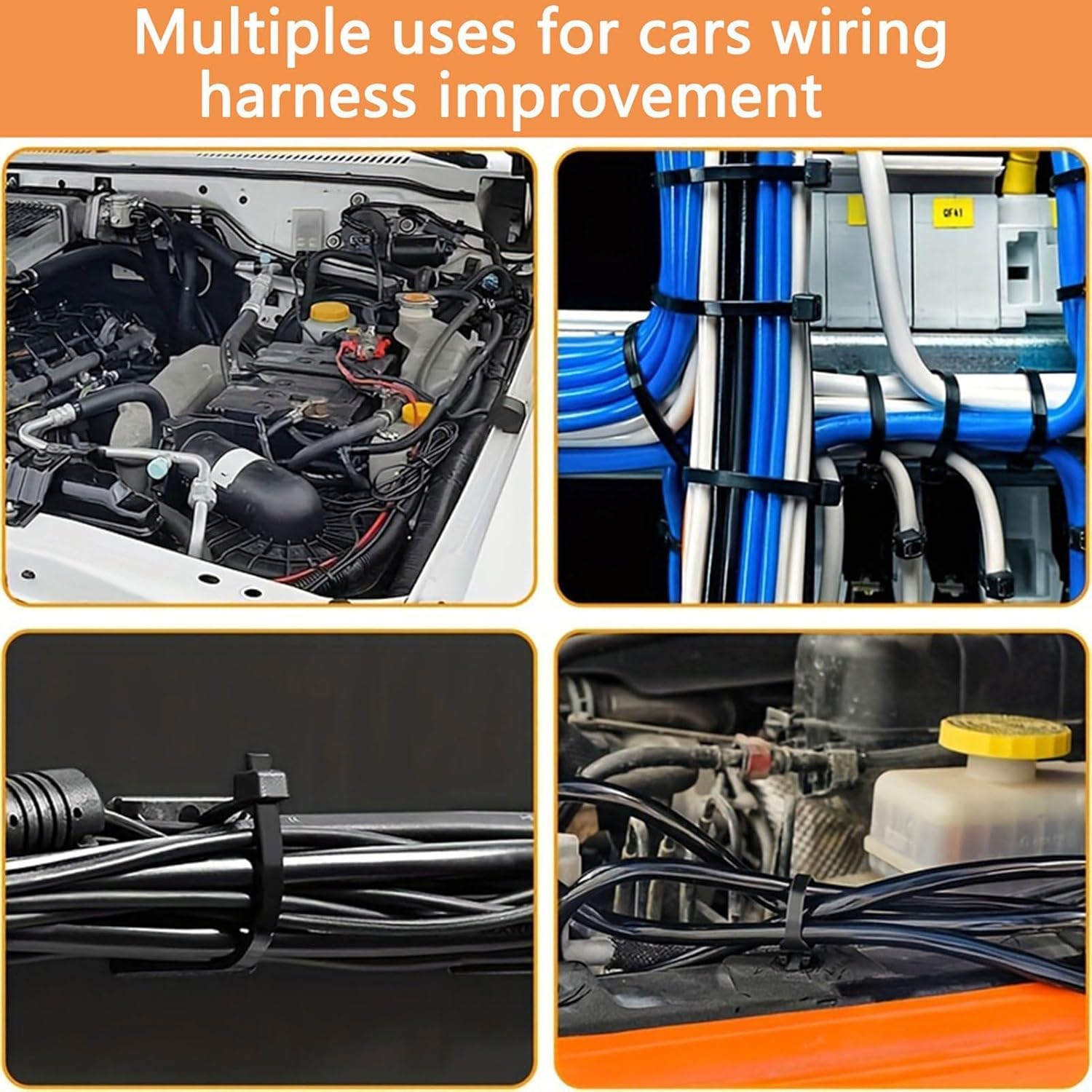 160 Pcs Universal Nylon Push Mount Cable Zip Ties, Self-Locking Heavy Duty Wire Ties Assortment Kit, 5 Sizes UV Resistant for Automotive Wiring Harness, Indoor Outdoor Electrical Cable Management