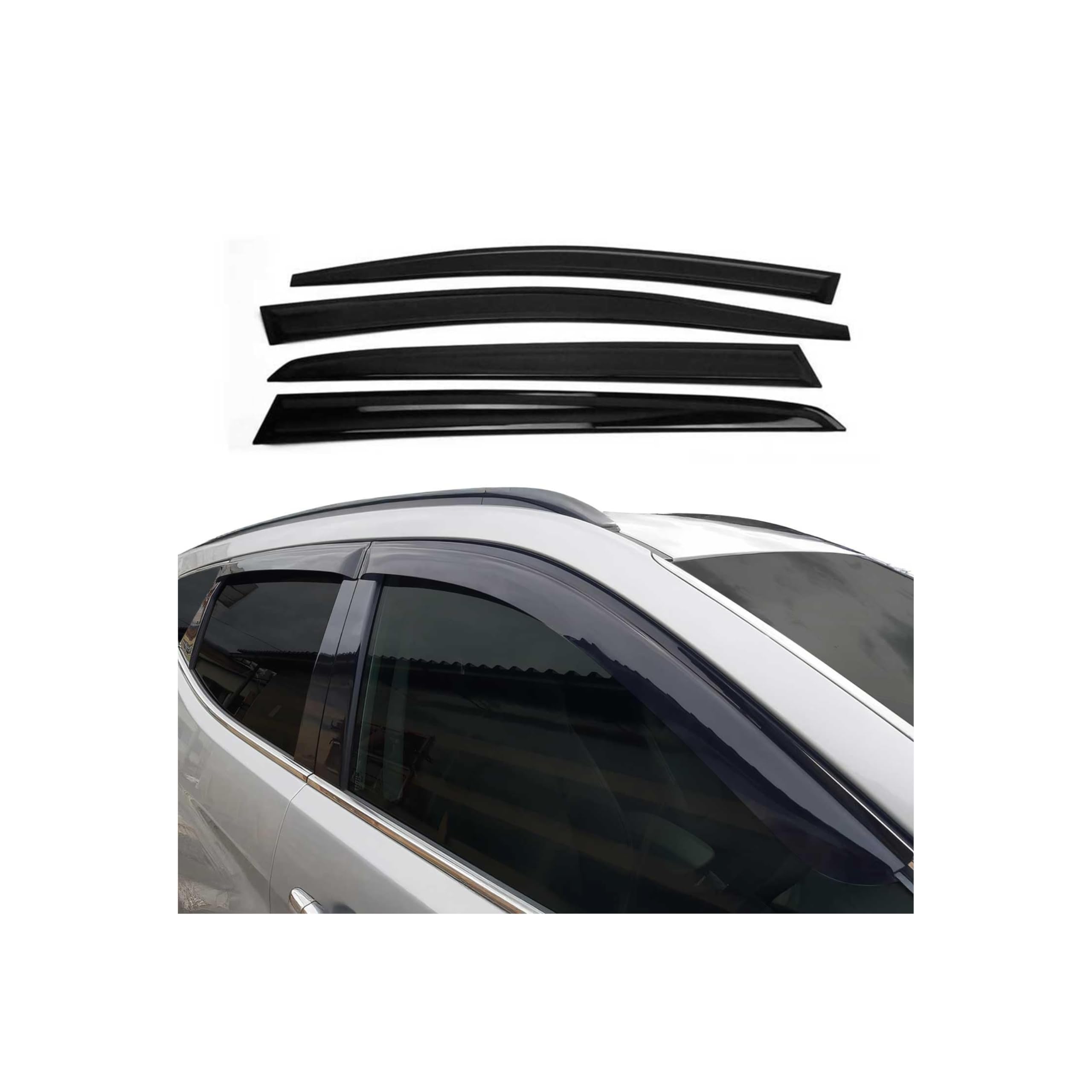 4X Deflectores Aire Regenabweiser Compatible con Nissan Juke 2010-2019 Acrílico Dunkel