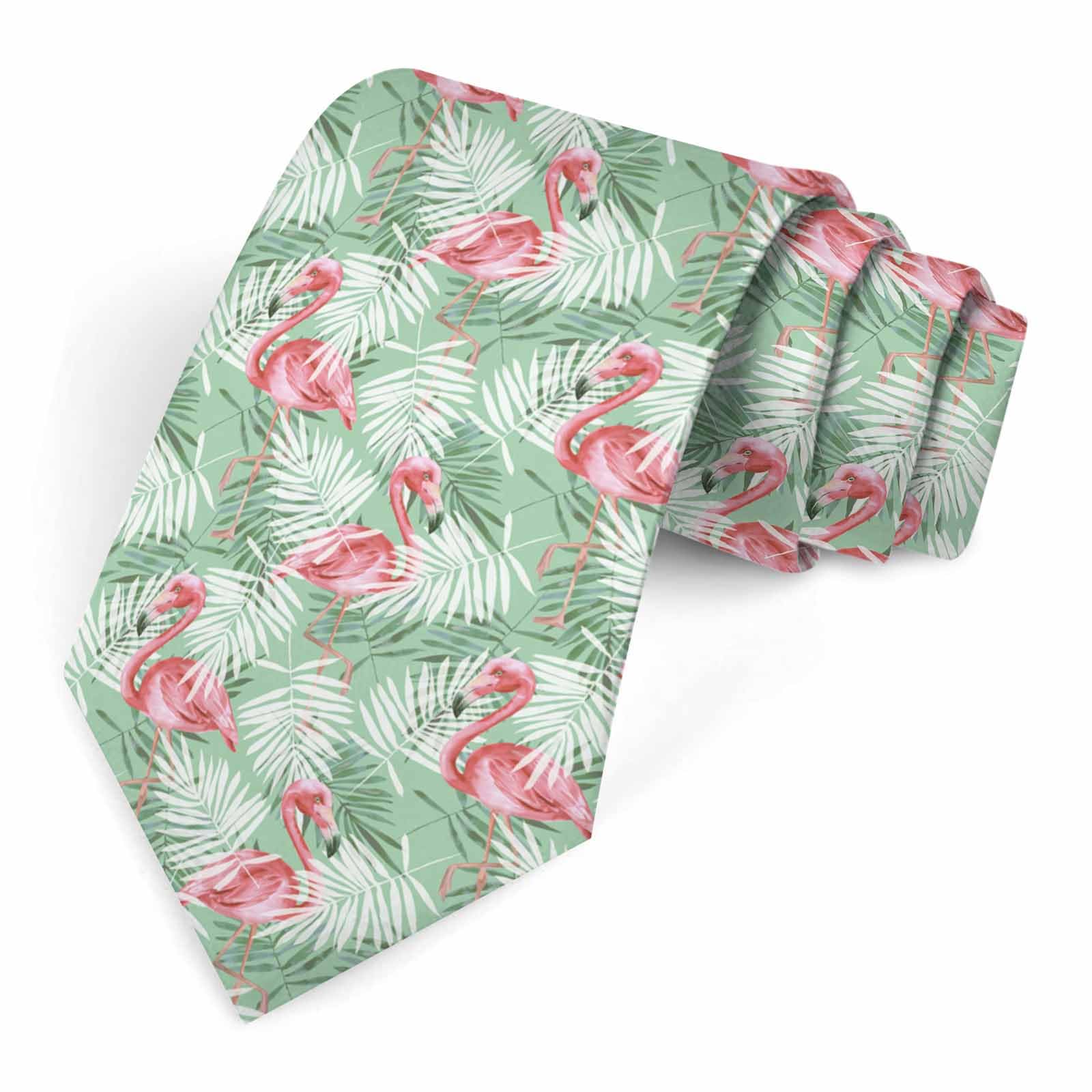 Muntayson Pink Flamingo Men's Ties Men Novelty Neckties Fashion Neck Tie for Women