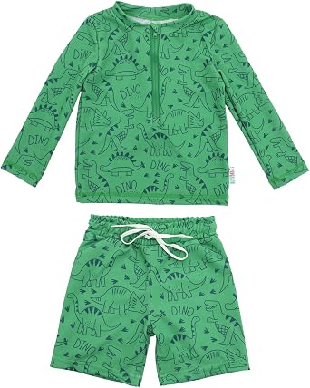 ALVABABY Long Sleeve Rashguards, Baby/Toddler Boys Rash Guard Sets,Boy Swimsuit UPF 50+Two Piece Bathing Suit