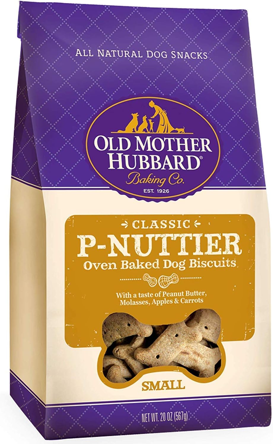 Old Mother Hubbard Crunchy Classic Natural Dog Treats, P-Nuttier, Small Biscuits, 20-Ounce Bag/2 Pk