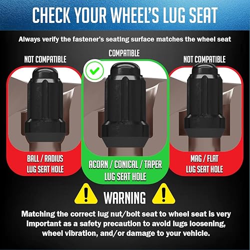 Miniatura 6 de Wheel Accessories Parts 20 piezas de 716 pulgadas de rosca para automóvil de 1.38 pulgadas de largo, tuerca negra para muchos vehículos clásicos