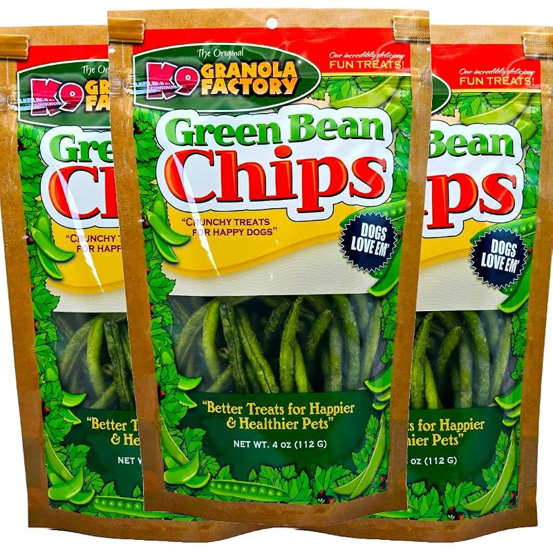 Chips de Vagem Desidratada para Cães K9 Granola Factory, Pacote com 3 de 142 g