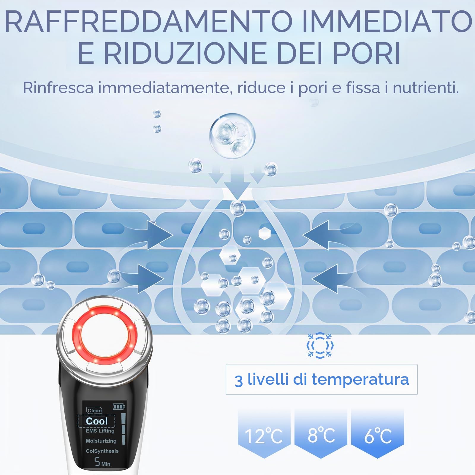 ANLAN Massaggiatore Viso Multifunzionale Antirughe di Bellezza, Rossa e Blu Calda e Fredda massaggio facciale, Pulizia Profonda Anti-età Rassodamento e Lifting