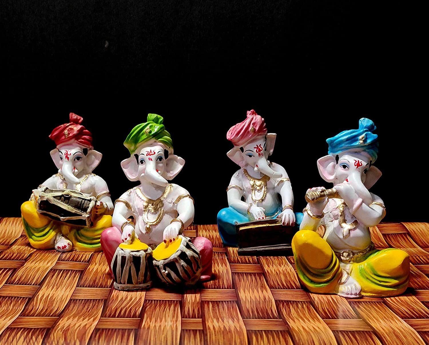 Ganesha Figurines - Musical Idol Set of 4 -1