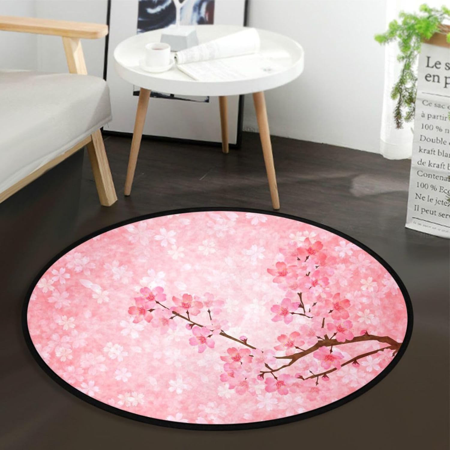 Amazon.com: Spring Cherry Blossom Area Rug Round 3 ft Washable for ...