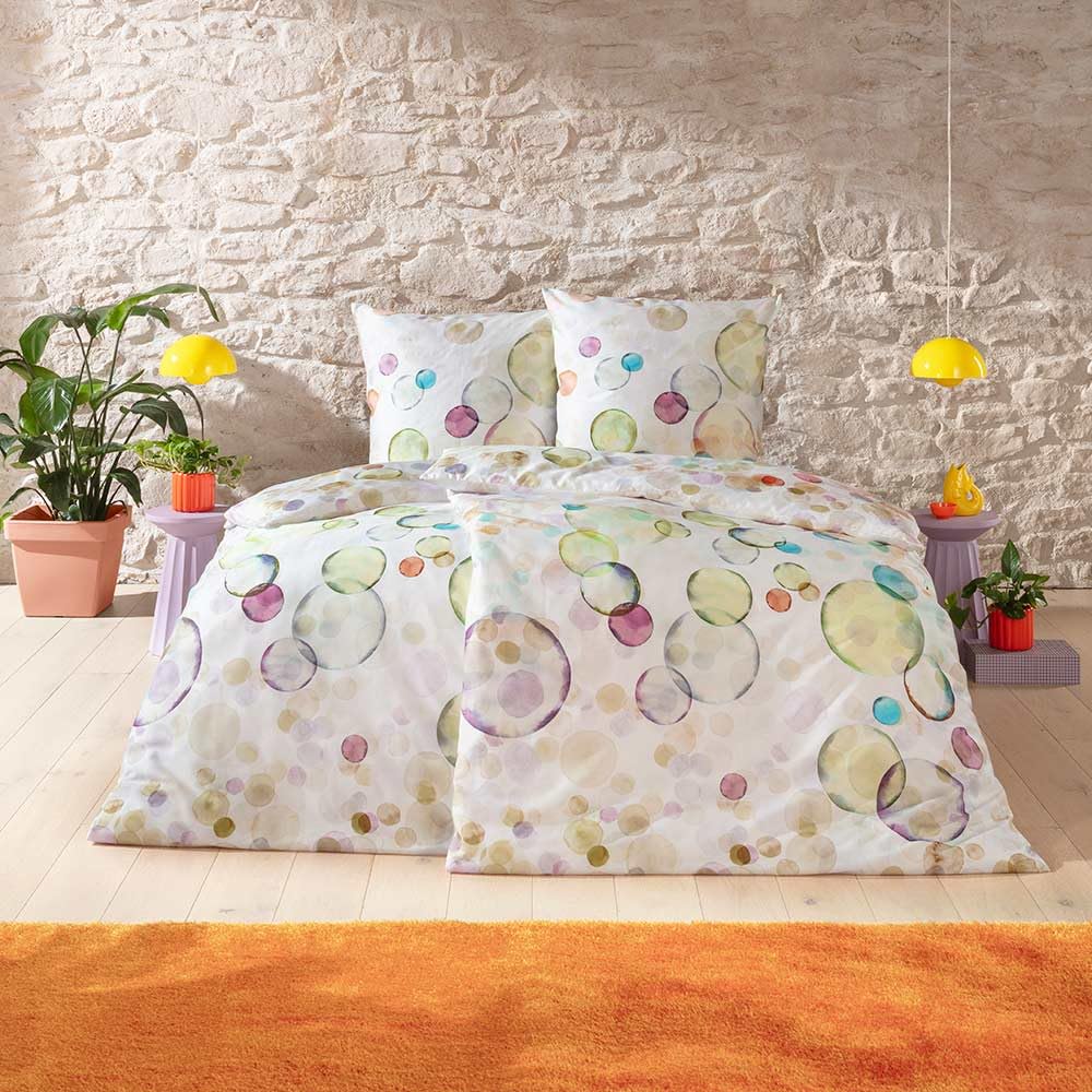 ESTELLA Bettwäsche Jasmine | Multicolor | 155x220 cm + 80x80 cm | seidig-glänzende Oberfläche | pflegeleicht & trocknerfest | atmungsaktiv & anschmiegsam | 100% Baumwolle