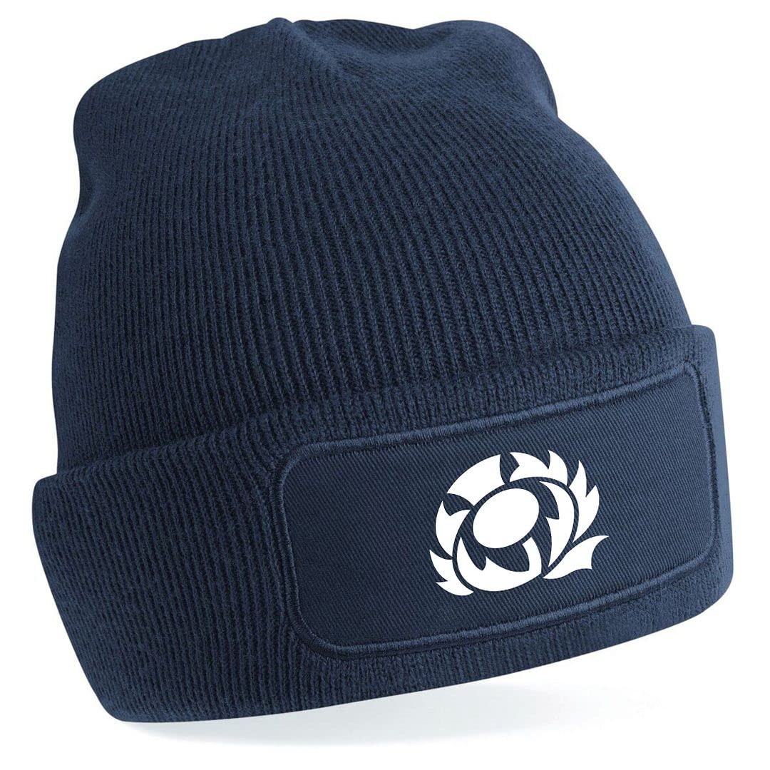 Cyclops Print Men's Blue Scotland Beanie Rugby Hat Navy