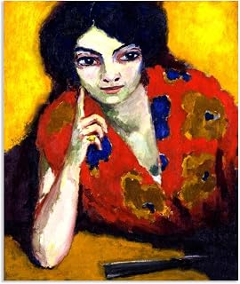 SDYJ6GSW Famous Painting Canvas Print Finger on Her Cheek Art Oil Painting Artwork Poster Picture Fauvist Portrait Home Decor for Living Room Office65x50cm(26x19in) Frameless