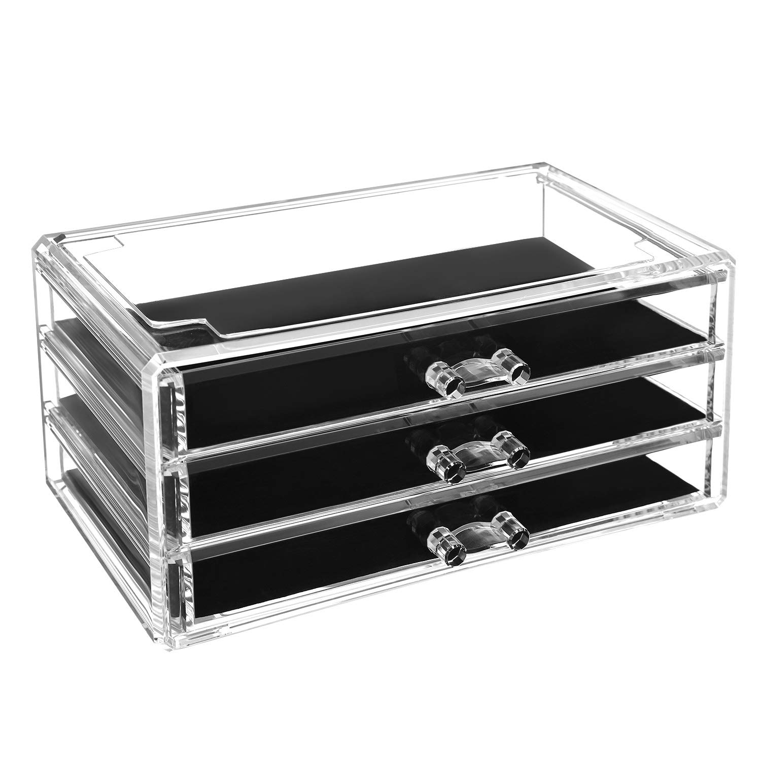 SONGMICS Organizer Trucchi, Armadietto per Gioielli e Cosmetici a 2 Contenitori Impilabile, con 5 Cassetti, Polistirene Trasparente JMU32TP