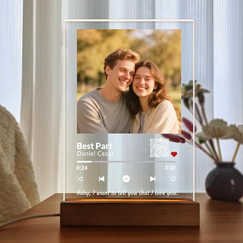 Miniatura 5 de Placa de canción de imagen personalizada con código QR, marco de fotos personalizado, placas de música, regalos para novio, cubierta de álbum