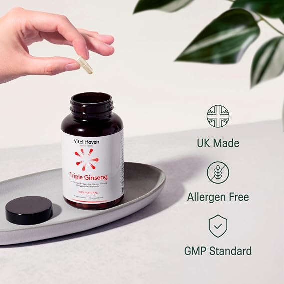 Ginseng Supplement 4000mg - Korean Panax | Ashwagandha KSM 66 | Siberian Ginseng & Ginkgo Biloba - UK Made