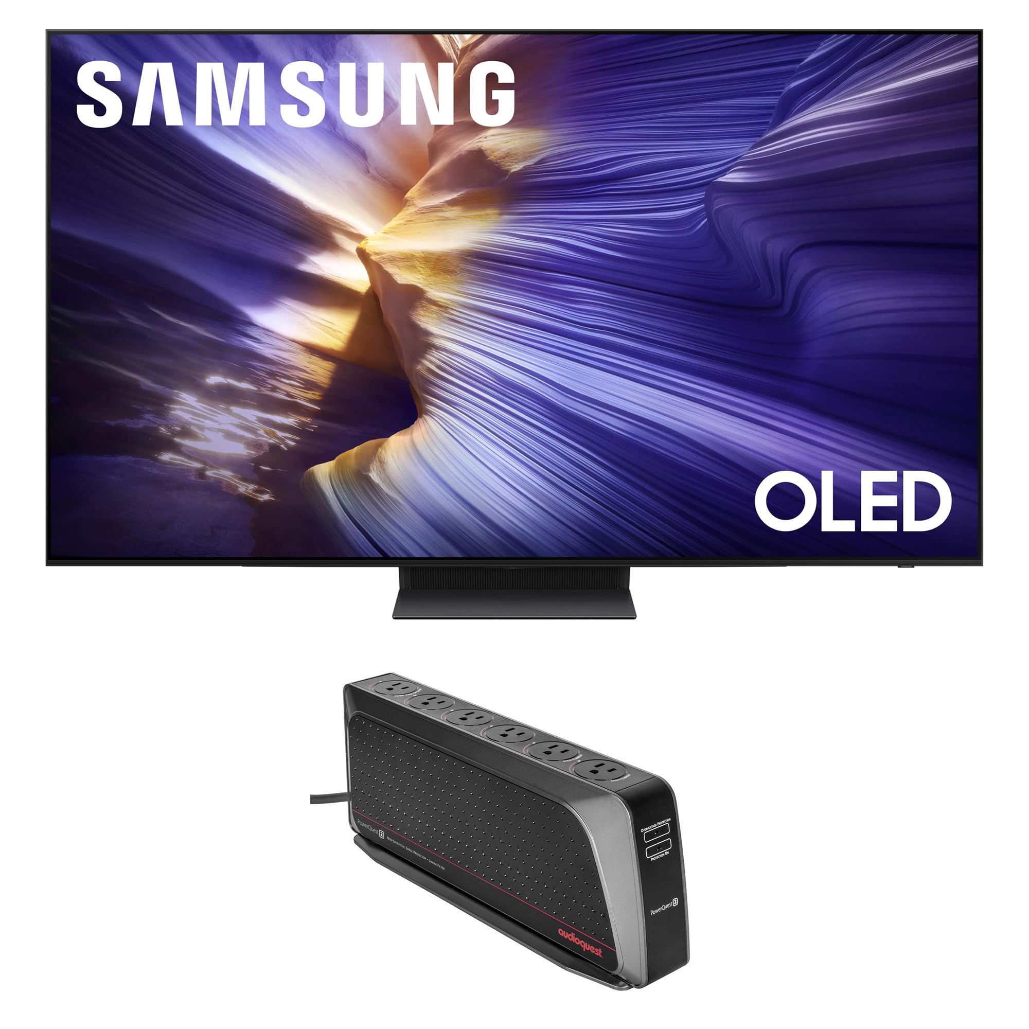 Samsung 65-Inch Class OLED S90F 4K Smart TV NQ4 AI Gen3 Processor, 4K AI Upscaling Pro, OLED HDR + Bundle with an AudioQuest PowerQuest2 Power Filter/Surge Protector 6 Outlet (2025)