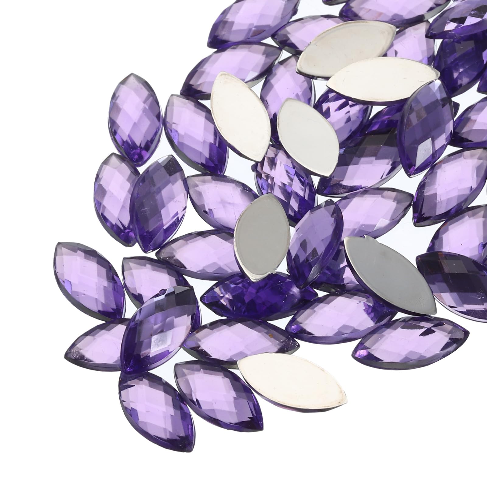 sourcing map 200PCS Acrylic Horse Eye Gems 4x8mm Flat Back Artificial Rhinestones for DIY Crafts Bead Wedding Party Face Painting Jewelry Making Light Purple