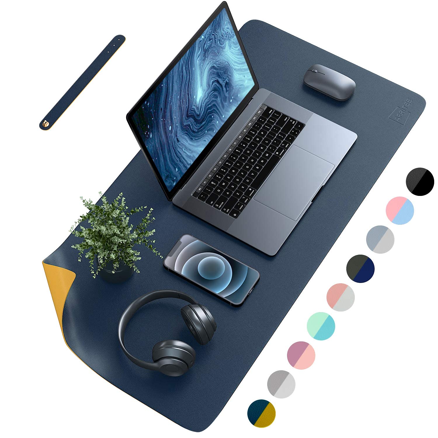 R RUNILEX Multipurpose Waterproof PU Leather Desk Mat Mousepad, Laptop Office Kids Writing Gaming Desk Mat Study Table Accesories (35 x 70 cm, Blue & Yellow) (B0C3RPY2CT) Amazon Price History, Amazon Price Tracker