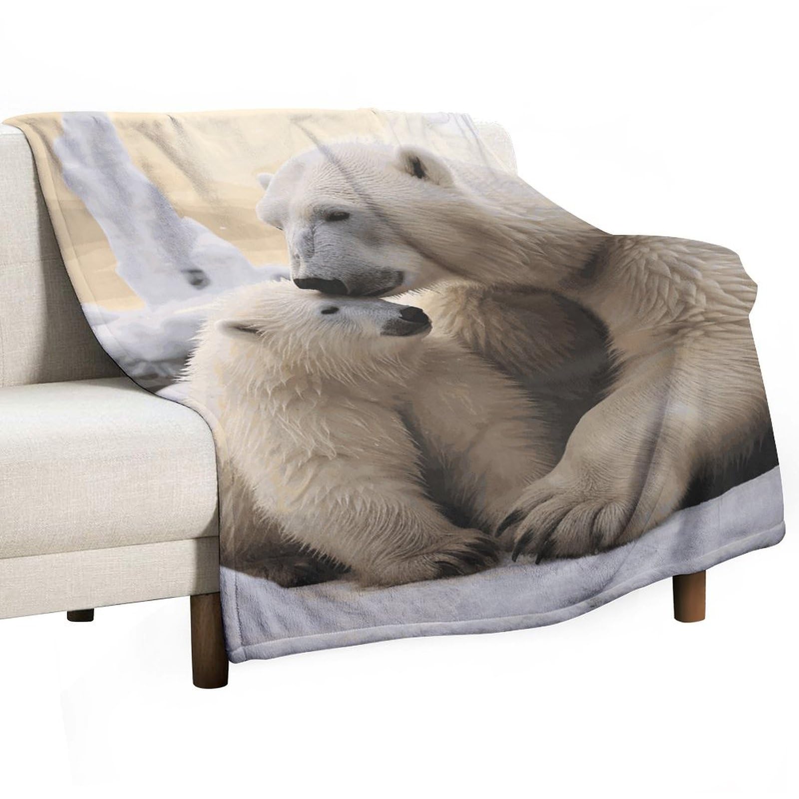 Couverture en flanelle ours polaire 127x177 cm pour lit et canapé