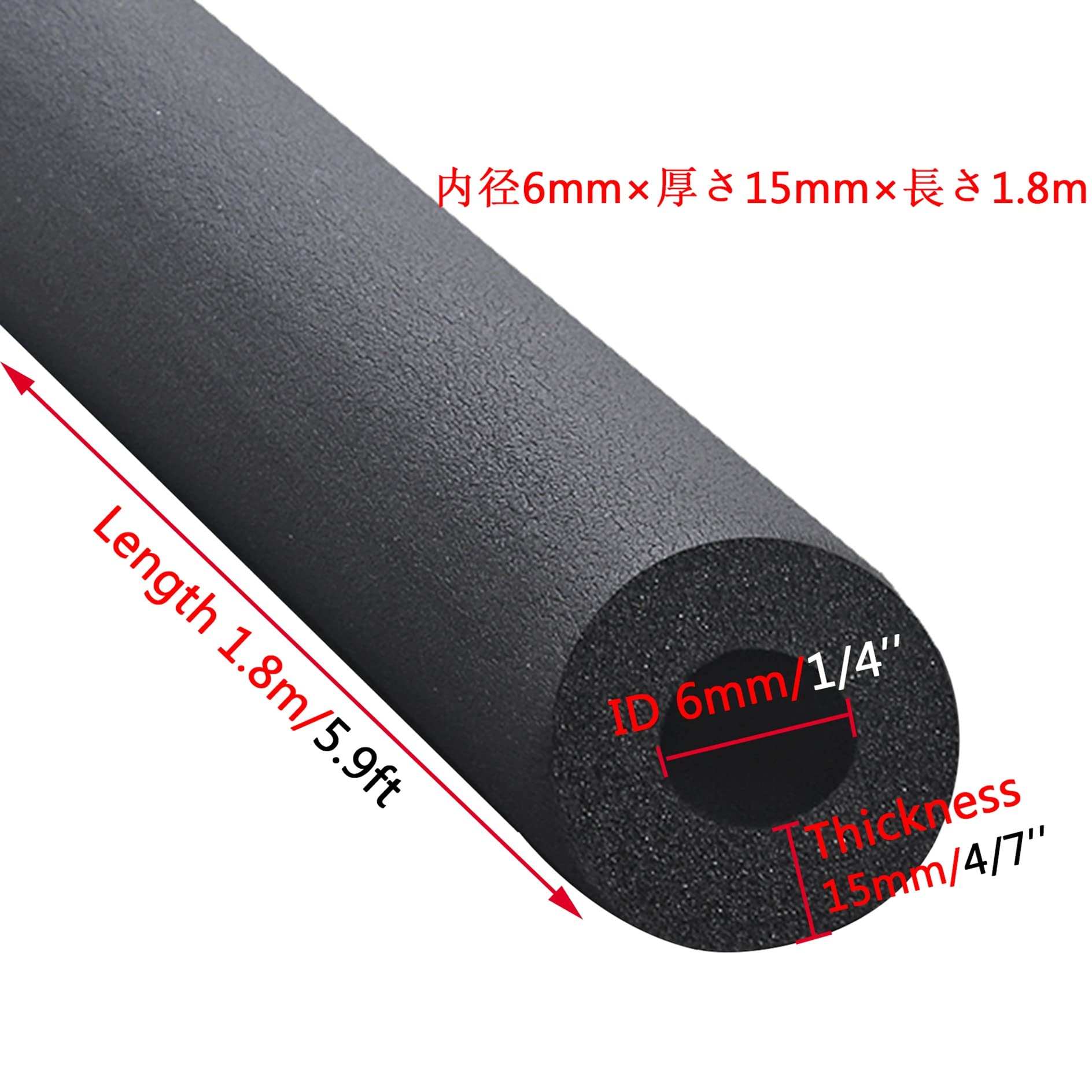 10x Negro Tubo Espuma Aislante,Impermeable Anticongelante Aislante Tubo,ID 6 mm 13 mm 16 mm 20 mm 25 mm 32 mm 43 mm 50 mm 63 mm 76 mm 90 mm 110 mm, Grosor 9/15/20 mm,Tubería de Aislamiento Flexible (