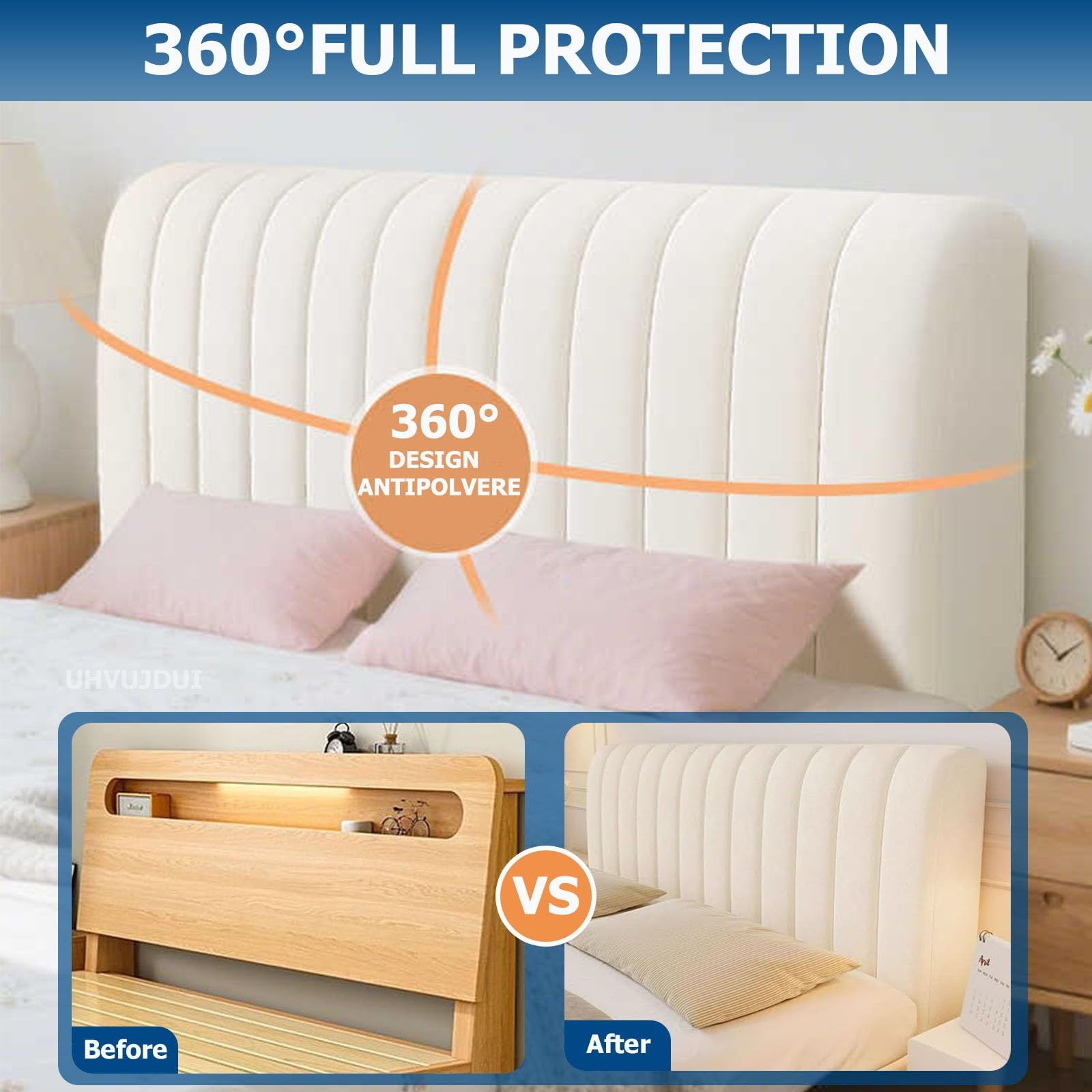 Copritestiera Letto Velluto Copri Testiera Letto Matrimoniale/Singolo/Una Piazza E Mezza Imbottita,Elasticizzato Morbido Tessuto Copertura Testiera Letto Universale(Brown,200cm)