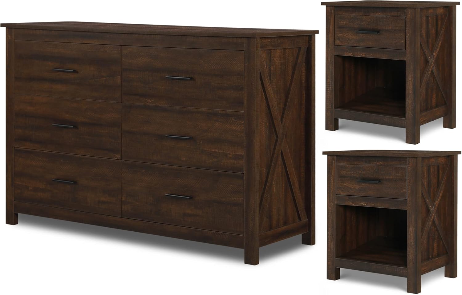 LYNSLIM Farmhouse Bedroom Set, Wooden Dresser and