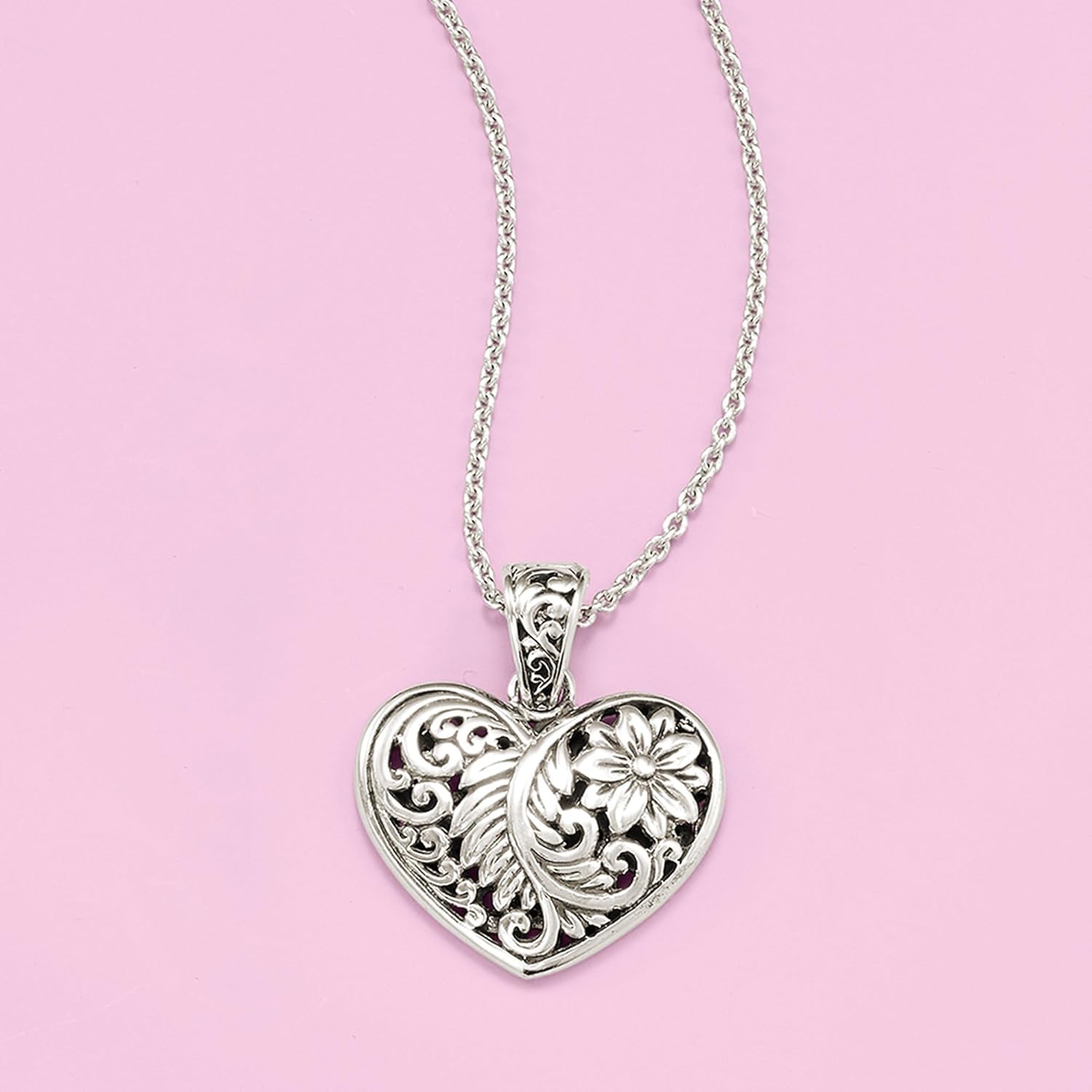 Ross-Simons Sterling Silver Bali-Style Heart Pendant Necklace - Image 3