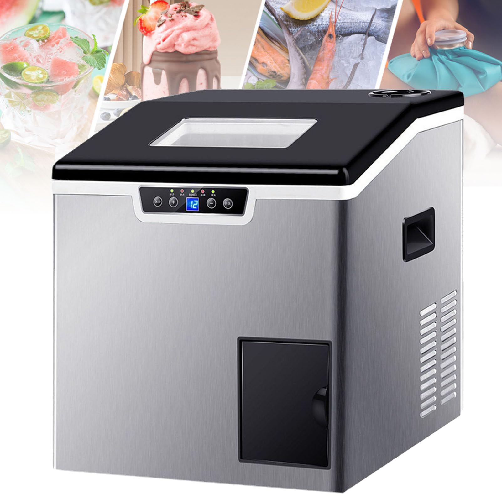 Macchina per Il Ghiaccio da banco, generatore di cubetti di Ghiaccio Portatile con Display a LED, Produce Ghiaccio in 6-10 Minuti, Produce 40 kg in 24 Ore, autopulente, Ideale per casa/Ufficio/ba