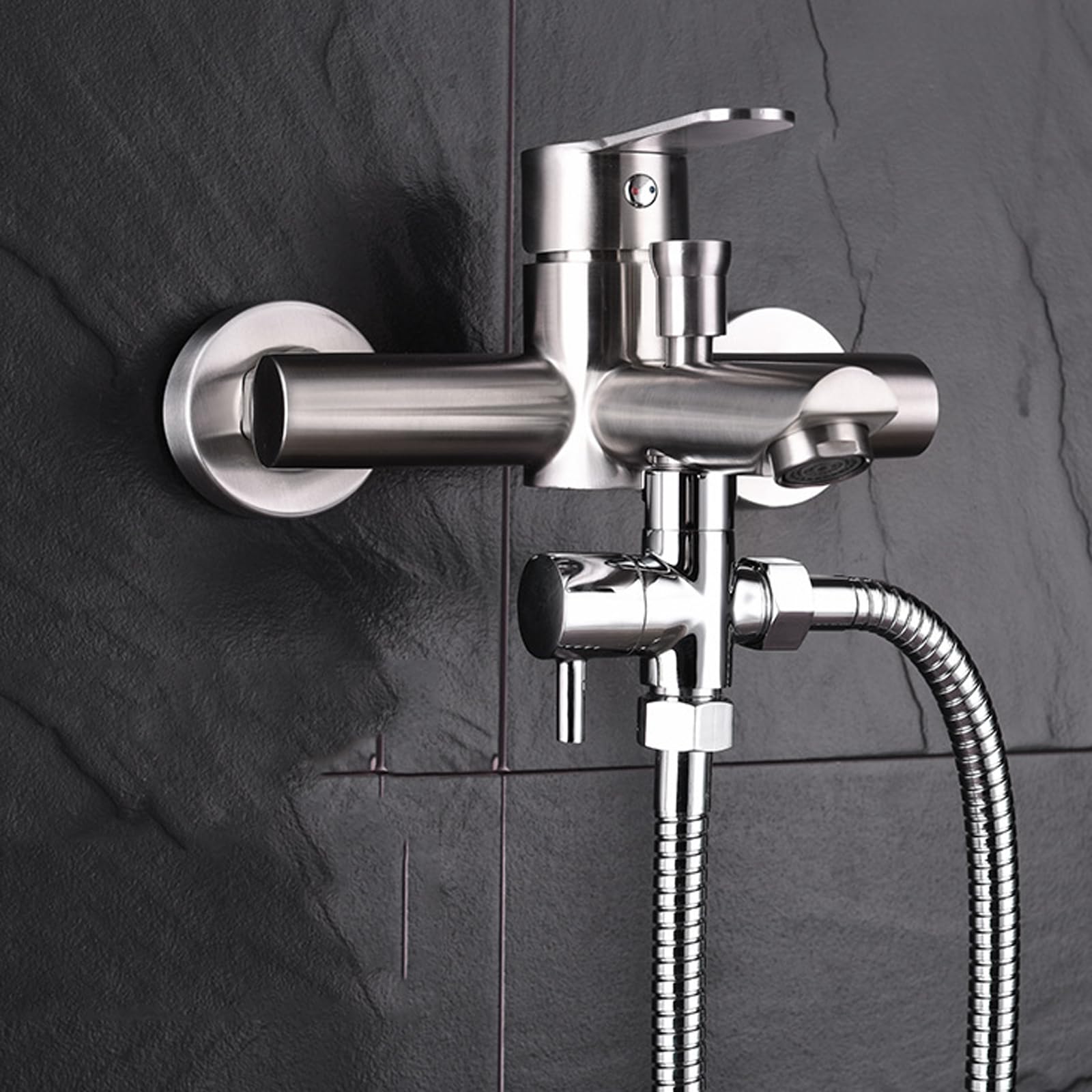 Valvola a 3 vie, G3/4 pollici, 3 vie, valvola di commutazione, valvola a tre vie, valvola di commutazione, doccia con interruttore, sistema doccia, ricambio per WC, bagno, cucina (argento)