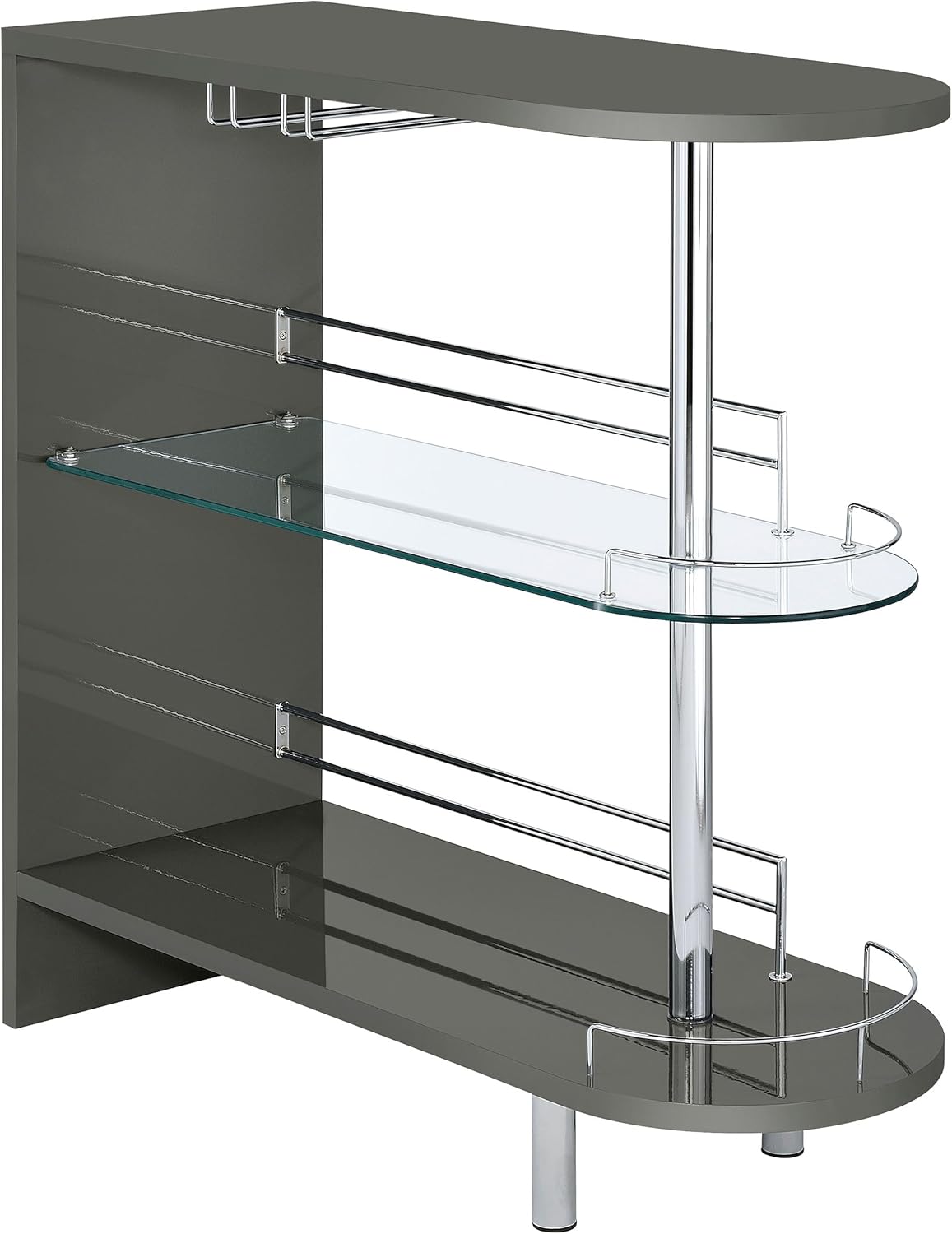 Coaster Home Furnishings Adolfo Rectangular 2-Tier Home Bar Table Grey High Gloss 101073