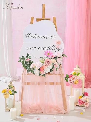 Miniatura 5 de Serwalin Flores artificiales rosas para ramo de novia, bricolaje, decoración falsa de fiesta en el hogar, flores con tallos de espuma de seda rosas