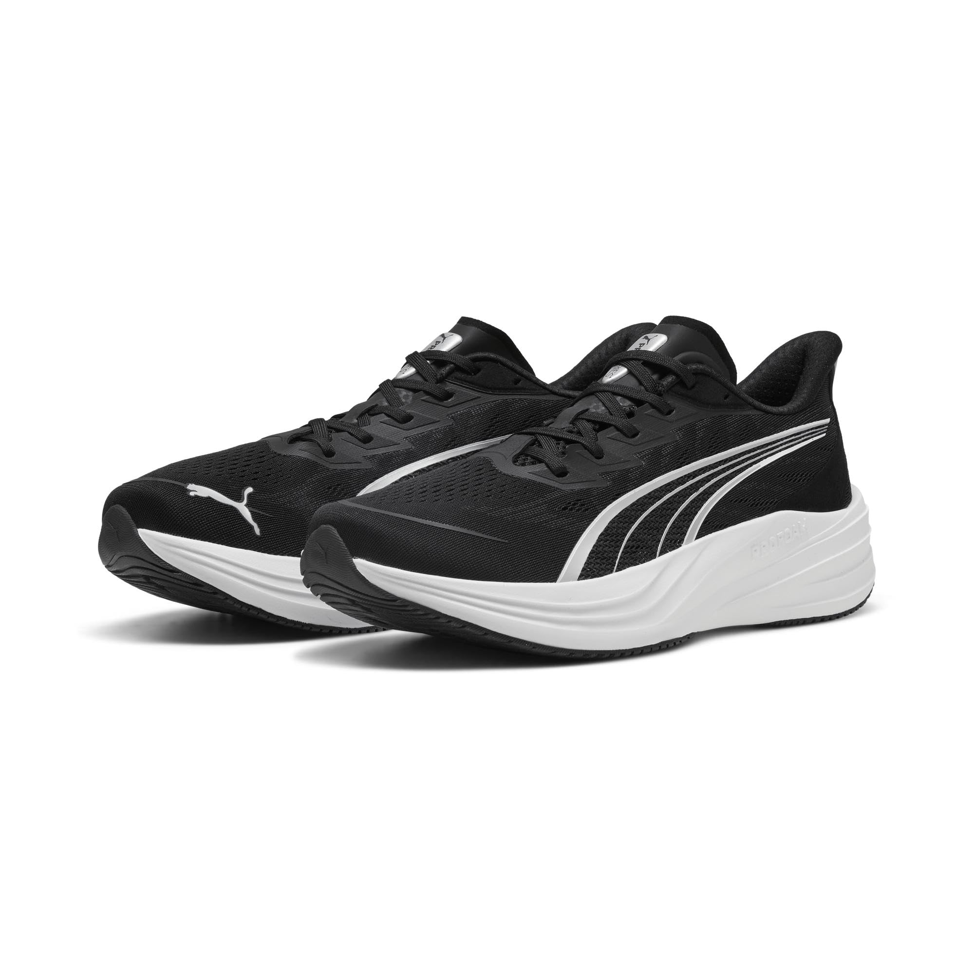 PUMA Unisex Darter PRO 2 Road Running Shoe, Black Silver White, 10.5 UK