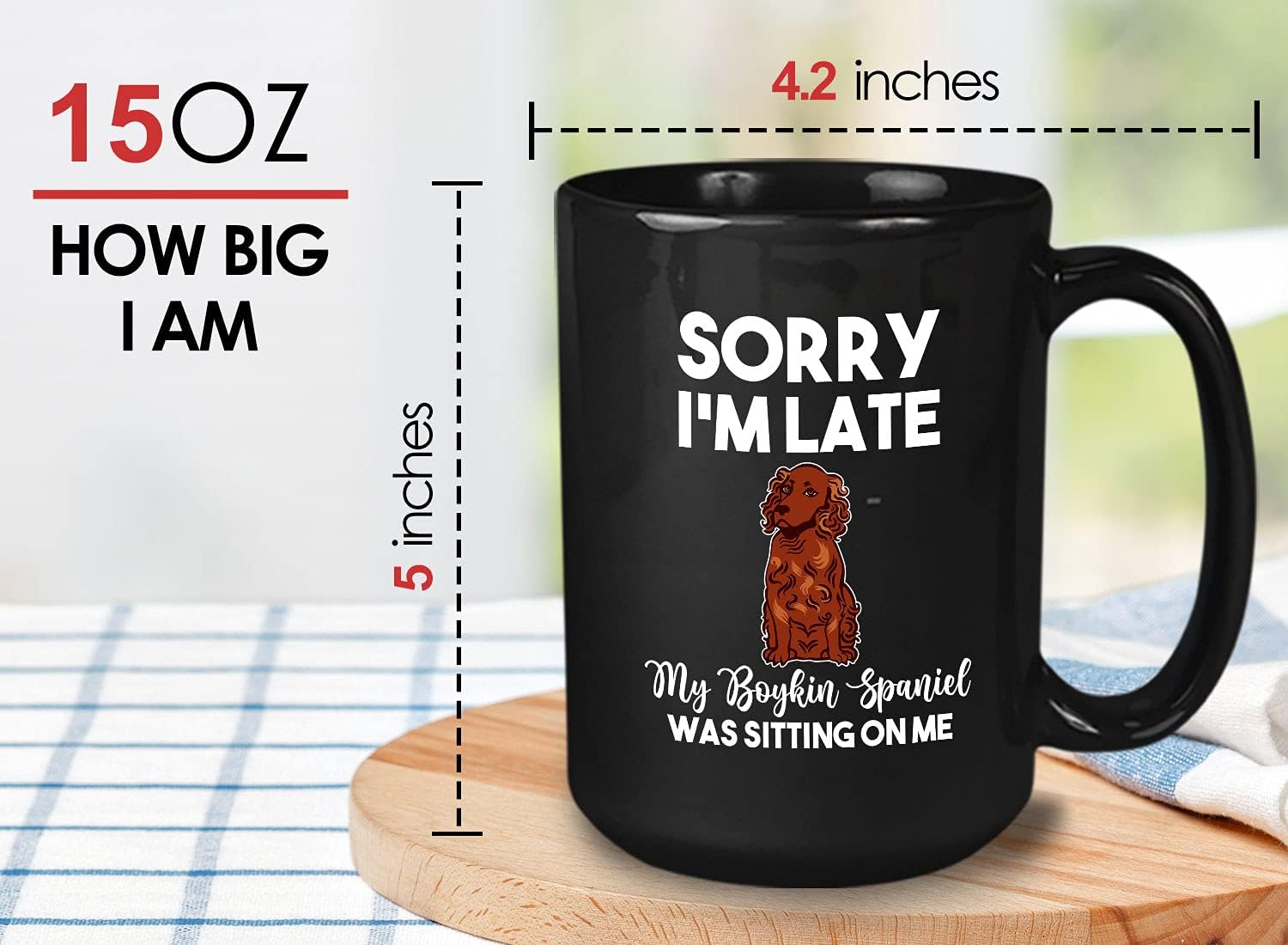 Bubble Hugs Dog Lover Coffee Mug 15OZ Black - Boykin Spaniel - Dog Owner Pet Owner Animal Lover Dog Breed Novelty Sweet Best Pet Funny Sorry I'm Late Retriever Cihuahua