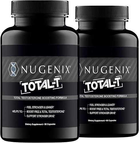 Nugenix Suplemento de refuerzo de testosterona Total-T, gratis y total para hombres, 180 unidades